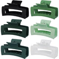 3.5 Inch Medium Hair Claw Clips 6 Pack Hair Clips for Women Square Rectangle Claw for Hair Banana Jaw Clips Hair Accessories for Girls (Green)
