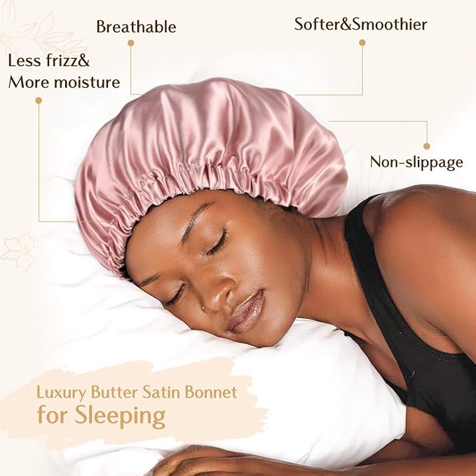 YANIBEST Adjustable Satin Bonnet Double Layer Hair Bonnet for Sleeping Bonnets for Women Hats Curly Natural Hair, Bold Cheetah