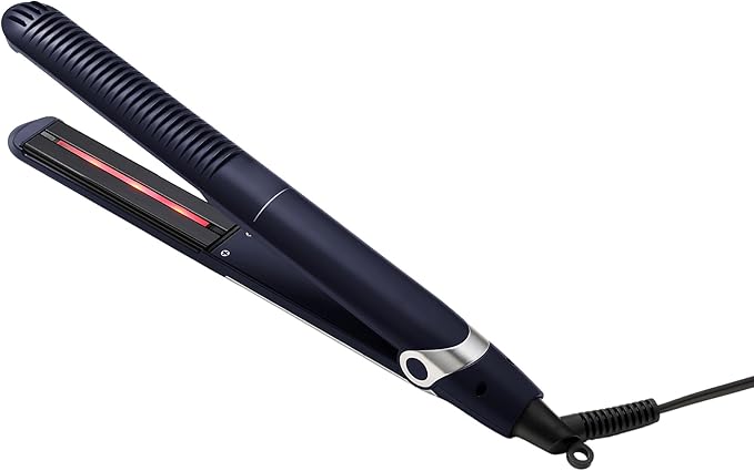 YA-MAN Spa Styler Straight + Wave Flat Iron Hair Straightener and Curler 2 in 1 - Advanced Japanese Technology, Dual Voltage, Titanium Tourmaline Plates with Red Light Therapy, 5 Heat Settings (Navy)