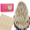 WENNALIFE Tape in Hair Extensions Human Hair, 40pcs 100g 24 inch Ombre Ash Blonde to Golden Blonde Balayage Platinum Blonde Hair Extensions Real Human Hair Invisible Straight Tape in Extensions