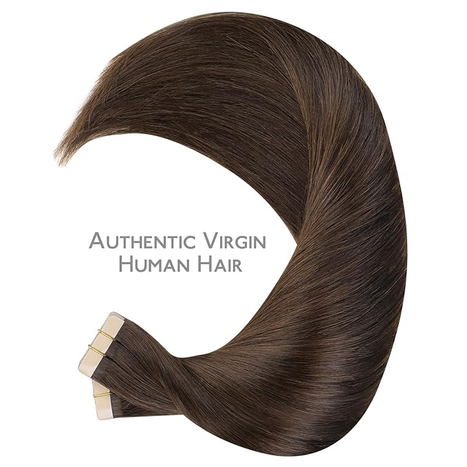 WENNALIFE 40pcs Tape in Hair Extensions Human Hair, 100g 18 inch Chocolate Brown Hair Extensions Real Human Hair Straight Tape in Extensions Invisible Human Hair Extensions Reusable Hair Extensions