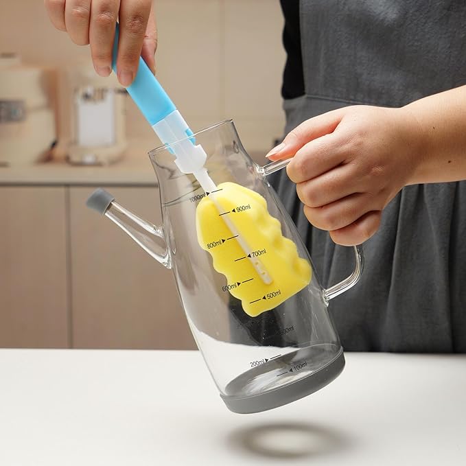 Large Glass Oil Dispenser Bottle for Kitchen Cooking Recipiente Para Aceite De Cocina Olive Oil Vinegar Dispenser Cruet Stainless Steel Lid No Drip Liquid Container (Grey, 27oz / 800ml)
