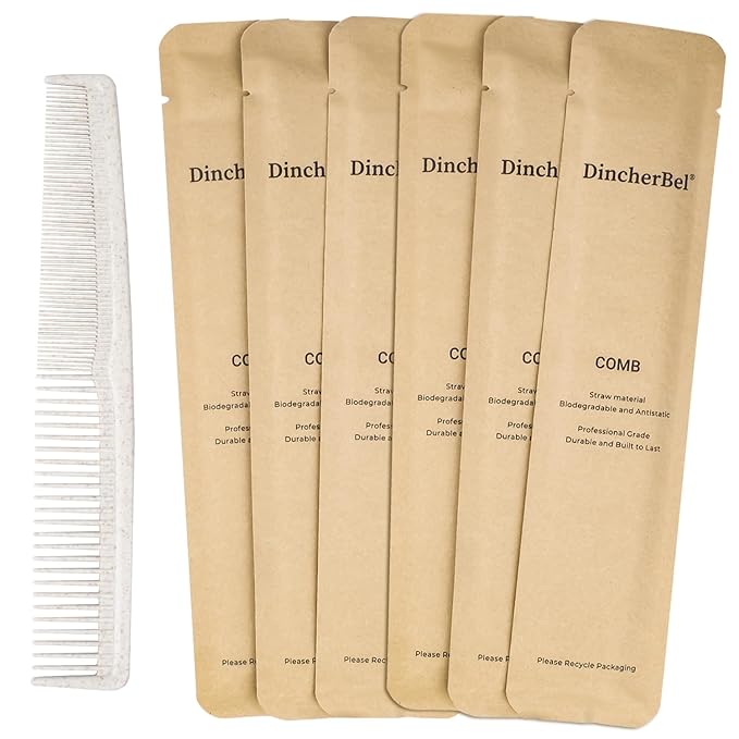 Hair Combs Bulk, Disposable Wheat Straw Combs Individually Wrapped Combs for Hotel, Travel, Airbnb, Charity, Church, Homeless (Pack of 200)