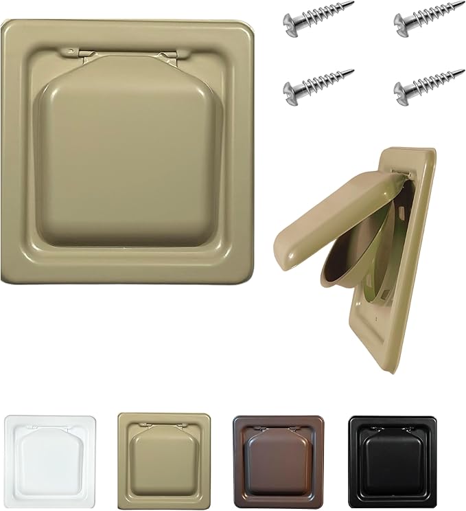 NO-PEST VENT MetalGuard, Dual Door Dryer Vent Cover Outdoor 4 Inch, Powder-Coated Heavy Duty Steel, Pest Proof, Rust Resistant, Safe & Efficient Vent Cap (Tan, STEEL 4" W/O Duct Tube)