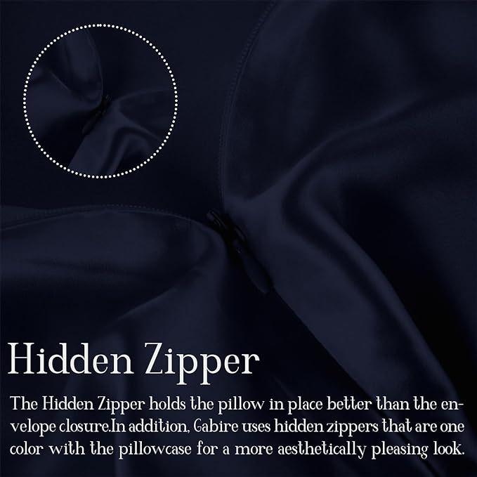 Mulberry Silk Pillowcase for Hair and Skin Cool Pillow Cases Both Sides Real Silk Pillowcases Organic Silk Pillowcase with Hidden Zipper, Navy Blue, King (20"×36")