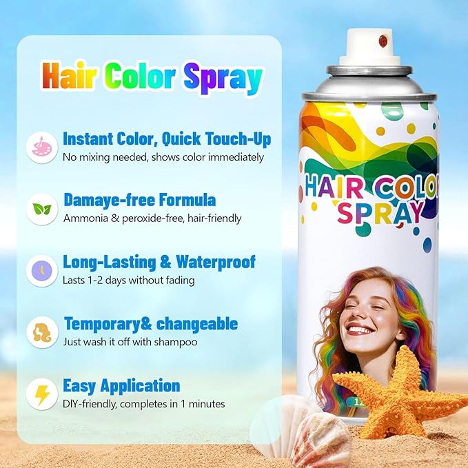 Purple Temporary Hair Color Spray - Washable & Natural One-Time Use Hair Wax for Women & Kids & Adults - Strong Hold for Halloween, Cosplay, Party, Washes Out Easily 120ML
