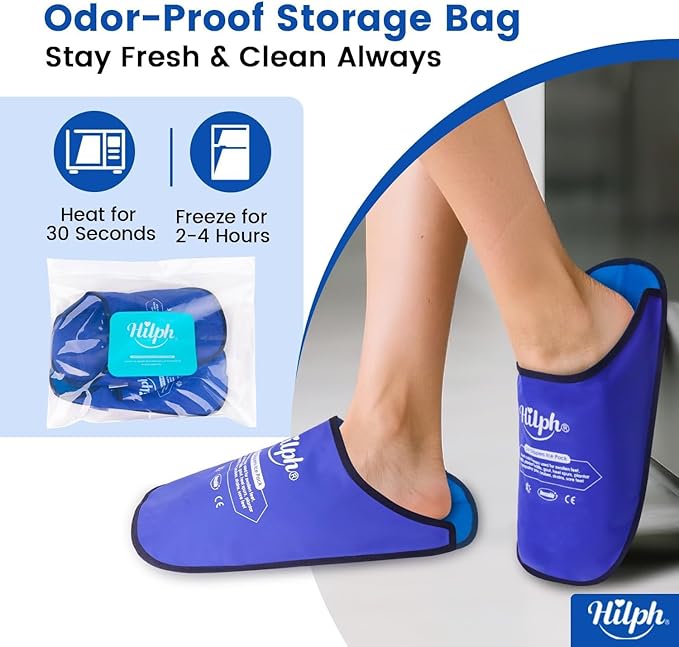 Hilph XL Foot Ice Pack Slippers for Foot Surgery, 2 Packs Extra Large Hot Cold Packs Gel Ice Slippers for Big Feet, Sever Swelling, Bunion Surgery, Plantar Fasciitis, Neuropathy, Gout