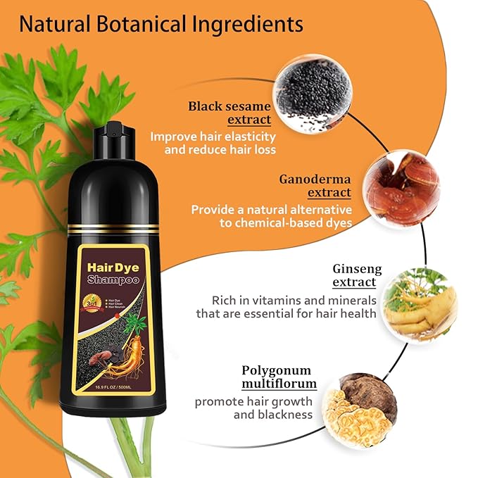 Hair Dye Shampoo 3 in 1, Long-Lasting Gray Hair Coverage, Hair Color Shampoo with Herbal Ingredients, Easy Application Shampoo Para Canas for Women Men 16.9 Fl Oz (Dark Red Wine)