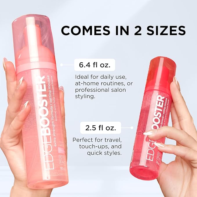 Style Factor EDGE BOOSTER Extra Strength Setting Mousse Travel Size – Frizz Control, Extra Volume, and Conditioning – 2.5oz Yellow Quartz Mousse for Curly Hair