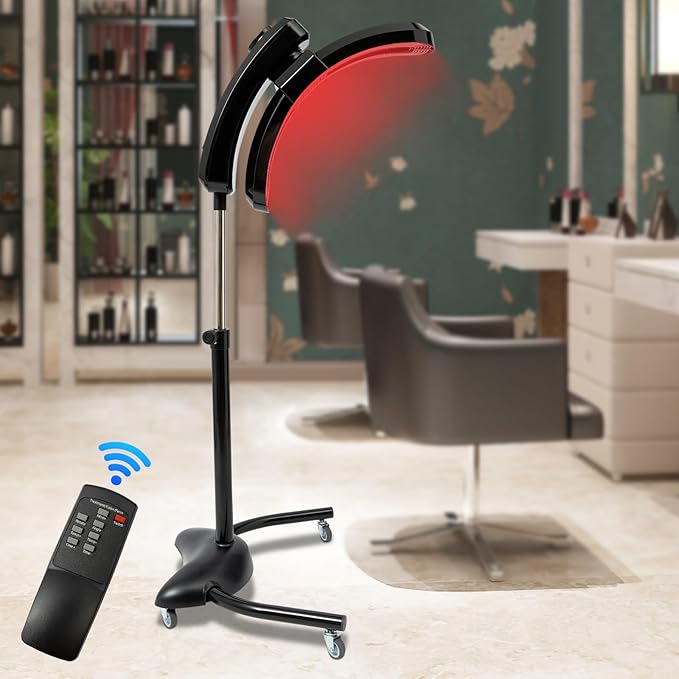 Hair Steamer Professional Hair Salon Steamer,40-70℃/104-158℉,Hair Steamer with Temperature and Time Adjustment,Hair Color Treatment Processor with Wheels,Portable Standing Dryer for Home(Black 950w)