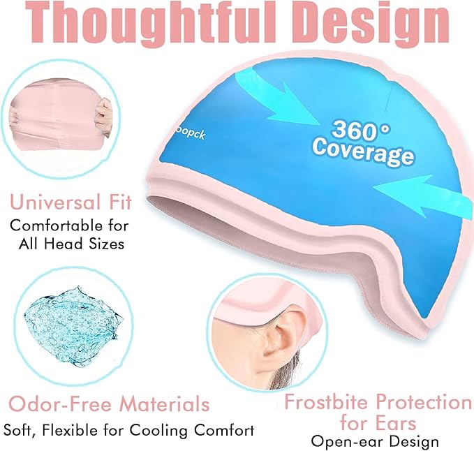 Chemotherapy Cold Caps, Ice Cap for Chemo, Chemotherapy Must Haves for Women, Chemo Care Package for Women, Ice Cap for Migraines, Gel Ice Pack for Head, Pink, Cold Compress