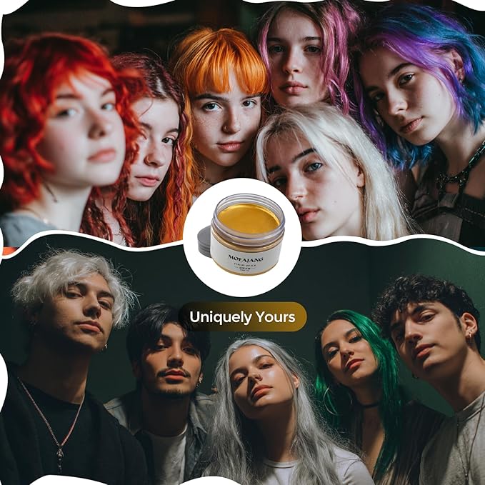 SOVONCARE Gold Temporary Hair Color Wax Washable Hair Dye for Men & Women, All-Day Hold Disposable Hair Styling Clays for Party, Cosplay & Daily 4.23 oz