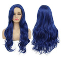 Baruisi Long Curly Wavy Blue Wigs for Women Side Part Natural Looking Cosplay Synthetic Fiber Wig Heat Resistant Replacement Wig