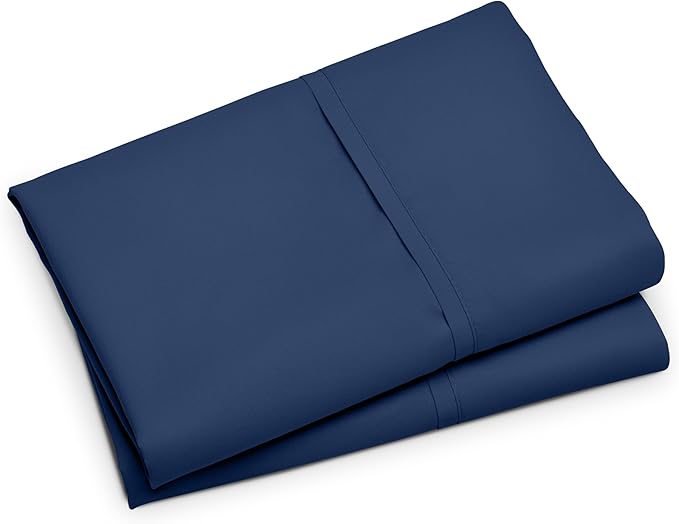 Bare Home Microfiber Pillow Cases - King Size Set of Two - Cooling Pillowcases - Double Brushed - Dark Blue Pillowcases 2 Pack - Easy Care (King Pillowcase Set of 2, Dark Blue)
