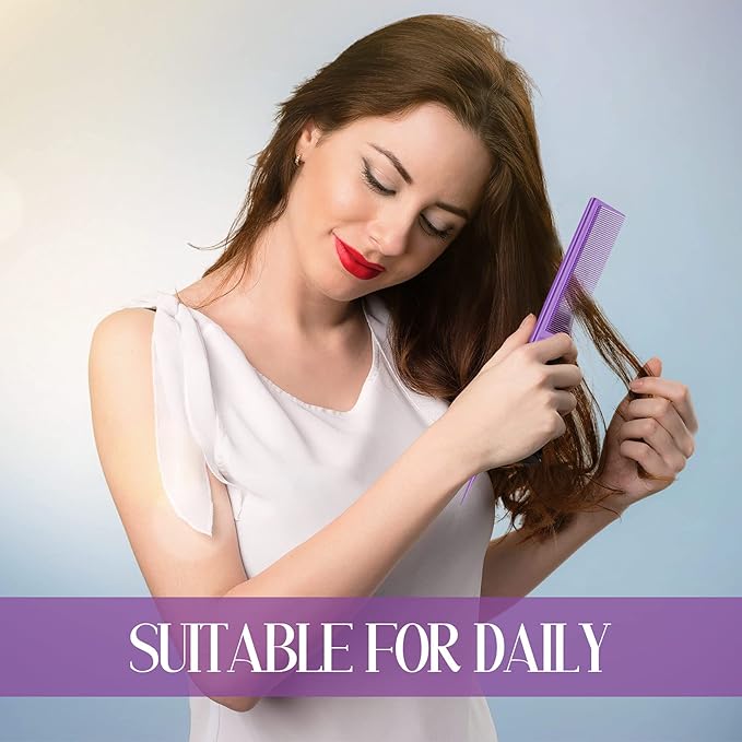 2 Pack Rat Tail Combs for Women Fine Tooth Comb Parting Tip Carbon Fiber Root Teasing Anti Static Heat Resistant Adding Volume Evening Hair Styling (Purple)