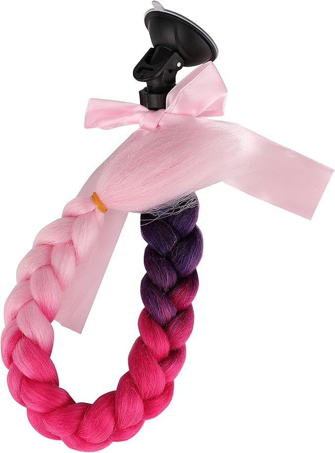 SEGO 1PCS/2PCS Helmet Pigtail Braids with Detachable Suction Cup Bowknot Ponytail Hair Many Colors (Helmet not Included)