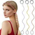 3 Packs Ponytail Holders Hair Ties for Women, Spiral Pony Tails Elastic Braided Hair Holders for Gym Swimming Sports (3pcs16"colorful08)