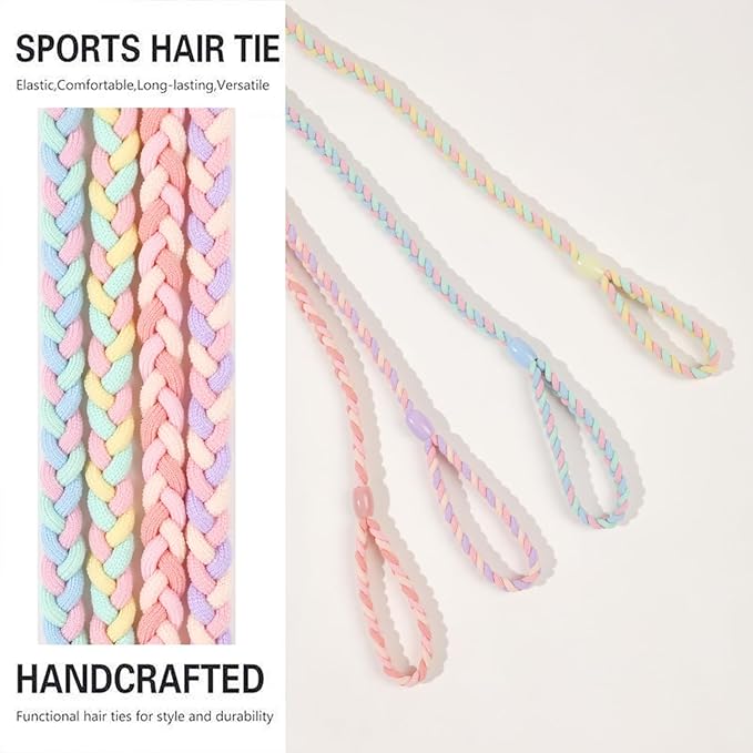 Sport Hair Ties for Women Elastic Braided Hair Ties for Gym Pony Tails