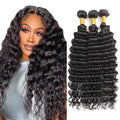 Color 1B Bundles Human Hair Natural Black Deep Wave Bundle Niegmeag Peruvian Virgin Remy Hair 3 Bundles 18 20 22 Inch Double Weft Hair Weave 300g