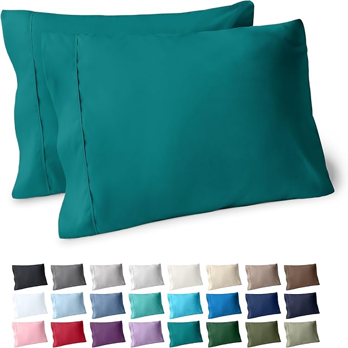 Bare Home Microfiber Pillow Cases - King Size Set of 2 - Cooling Pillowcases - Double Brushed - Emerald Pillowcases 2 Pack - Easy Care (King Pillowcase Set of 2, Emerald)