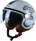 Open Face Motorcycle Helmet for Adults, DOT Approved,3/4 Retro Vespa Helmet, Dual Visors Men's and Women's Motorbike Casco for Moped Cruiser Bobber and Chopper