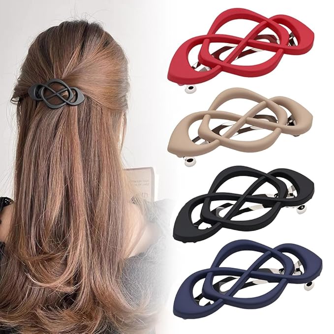 4 Pack Vintage French Barrette Hair Clips, 2026 New Hair Clip Accessories for Women, Strong Hold No Slip Styling (Style B)