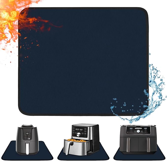 Heat Resistant Mat for Air Fryer, 15 x 18in Heat Resistant Mat for Countertop, Fireproof Silicone Countertop Protector Appliance Slider for Air Fryer, Coffee Maker, Toaster, Oven - Blue