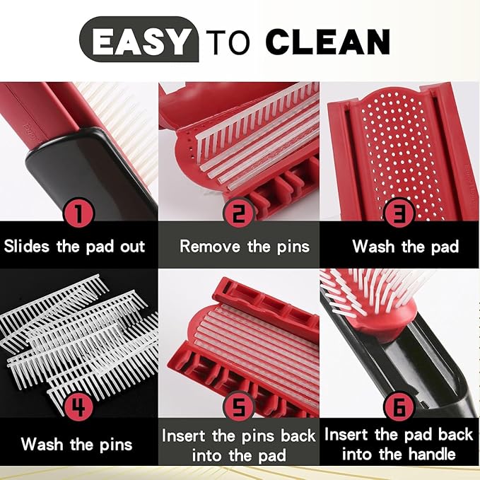 2 PCS Hair Brush for Women Men 7 Row 5 Row Curly Wet or Dry Hair Classic Styling Brushes for Natural Thick Hair, Blow Separating, Shaping Defining Curls Tools Travel Bristle Black Hairbrush
