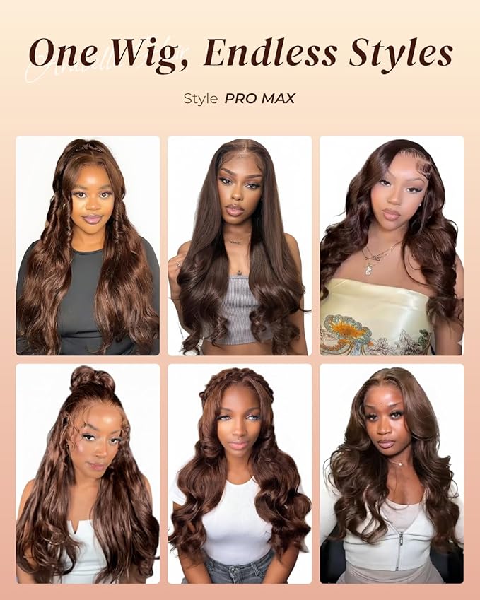 Arabella 13x6 Chocolate Brown Lace Front Wig Human Hair HD Transparent Body Wave Lace Front Wigs Human Hair Pre Plucked Glueless Frontal Brown Wig Human Hair 20 Inch