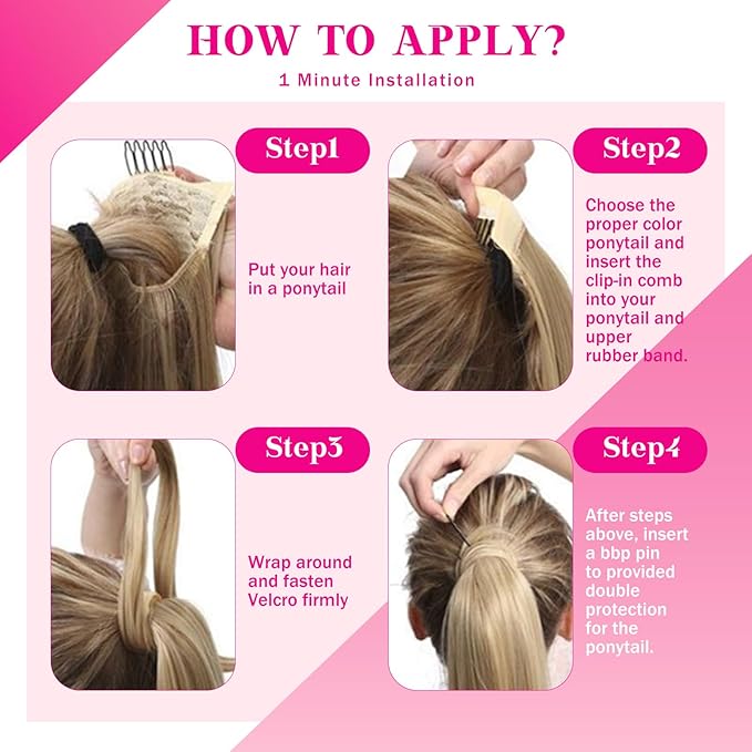 Ve Sunny Hair Extensions Ponytail Real Human Hair Wrap Around Clip in Ponytail Hair Extensions Straight Extensions Human Hair for Women Copper 20inch 80G