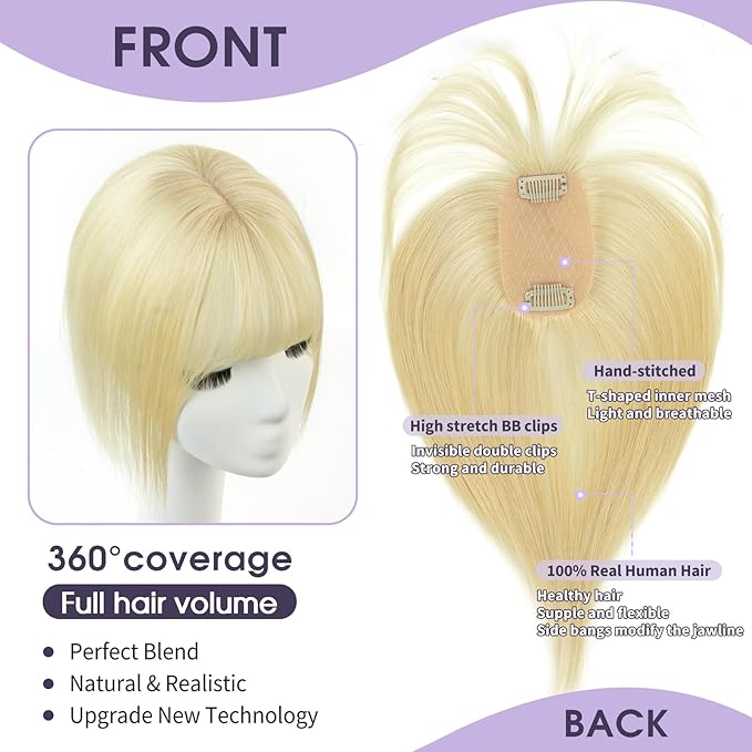 Hair Topper for Women with Thinning Hair, Lightweight & Add Volume Hairpiece for White HairRoots Cover, Changing Hairstyle, Trendy and Comfortable Design