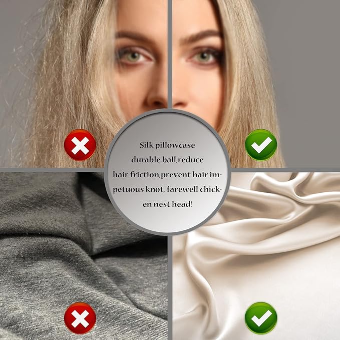 Natural Mulberry Silk Pillowcase for Hair and Skin Standard Size 20"X 26" with Hidden Zipper Soft Breathable Smooth Cooling Covers for Sleeping(Champagne,Standard,1Pcs)