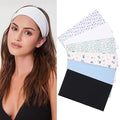 Boho Wide Headbands for Women Short Hair Floral Headbands Non Slip Elastic Sweat Hairbands Soft Fabric Hair Bands Workout Yoga Running Sport Thin Wrap for Girls