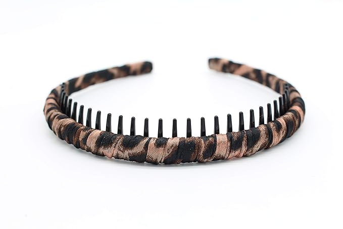Leopard Print hairbands,hair Headbands for women,Fashion Hair Accessories,Non-slip Resin comb teeth hair hoop ((Pack of 4))
