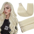 Full Shine Insert Human Hair Tape in Extensions Color 60 Blonde Injection Tape in Hair Extensions 20Pcs Machine Remy Seamless Invisible Skin Weft 24Inch 50Gram for Women