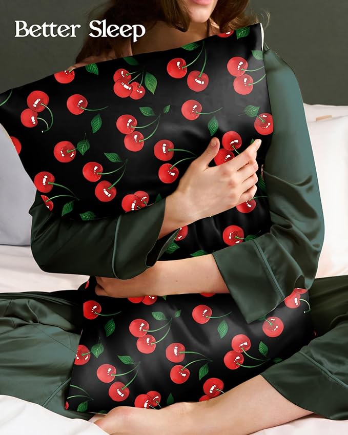 2 Pack Mulberry Silk Pillowcase for Hair and Skin - Standard Size 20 x 26 Inches with Hidden Zipper Shiny Cherry 19 Momme Soft Sleeping Silk Pillow Case for Women, Moms