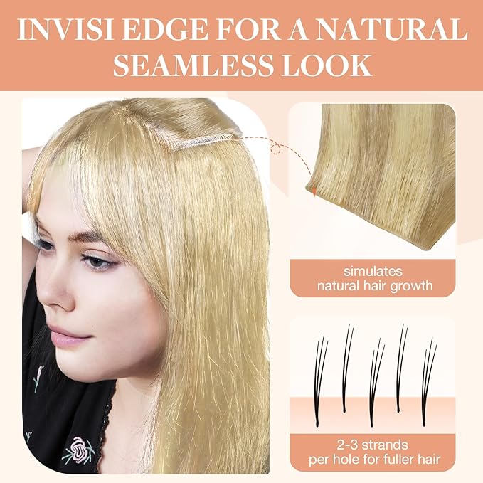 GOO GOO Invisi Edge Tape in Hair Extensions Human Hair, 18D/22F Dirty Blonde Highlights 20pcs injected with 20pcs classical tape ins, 12inch 80g, Virgin Remy Hair, Natural Look