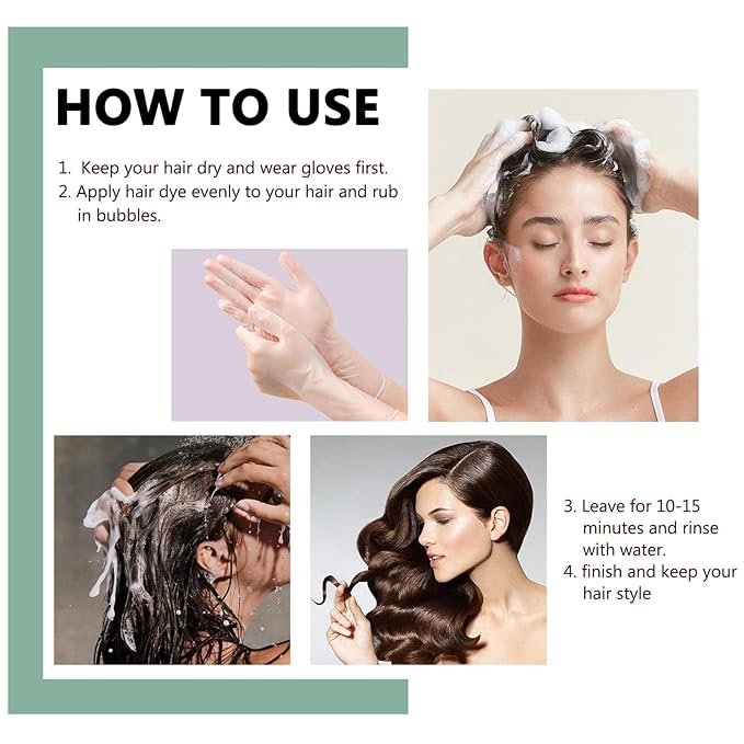 10 PCS Chestnut Brown Hair Dye Shampoo 3 in 1 Natural Hair Color Shampoo, Semi- Permanent Instant Hair Dye for Men & Women, 100% Grey Coverage Natural Hair Dye Shampoo (Chestnut brown)
