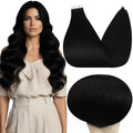 Full Shine Tape in Hair Extensions Human Hair 22 Inch Color 1 Jet Black Invisible Tape in Hair Extensions Human Hair Double Sided Seamless Tape in Extensions 40 Pcs Add Length 100 Gram