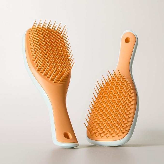 Tangle Teezer Ultimate Detangler Hairbrush, Eliminates Knots & Reduces Breakage, Mini Hair Brush for Travel, Small Hands & All Hair Types, Ice Blue & Sweet Orange