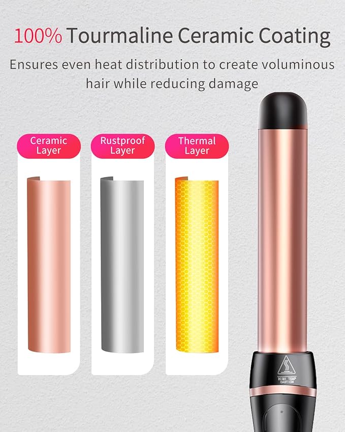 5 in 1 Curling Iron, Curling Wand Set Versatile Hair Crimper Waver 4 Interchangeable Ceramic Barrels(0.35"-1.25'') Fast Heating Dual Voltage Christmas Birthday Gifts for Women All Hair Types Travel