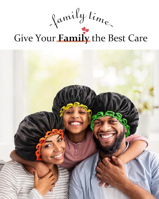mikimini Black Small Shower Cap for Child 1 Pack, Double Layers Waterproof Bathing Hair Cap with Reusable Soft Comfortable PEVA Lining, Cute, non-fading & Stretchy Shower Hat