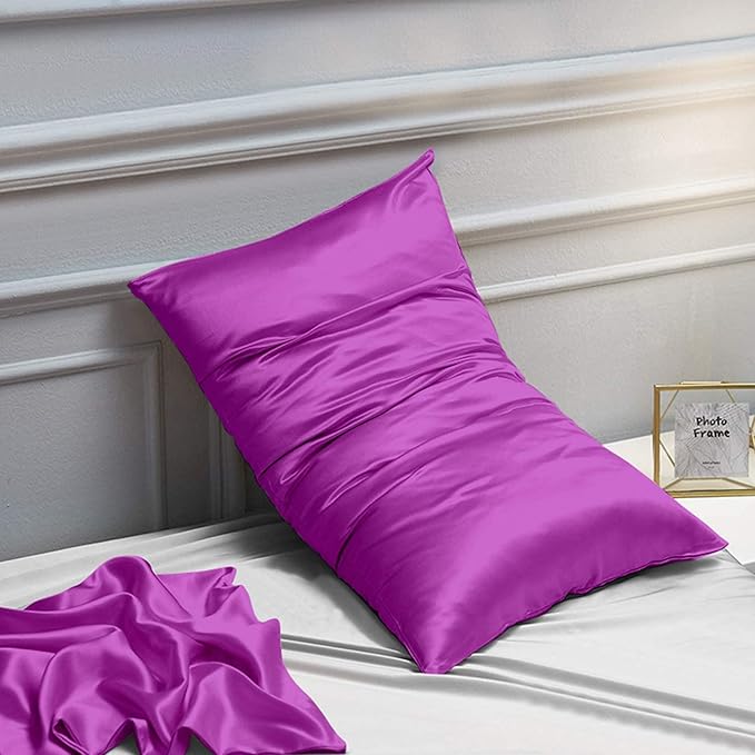 NTBAY 2 Pack Satin King Pillowcases for Hair and Skin, Luxurious and Silky Pillow Cases with Envelope Closure, 20x40 Inches, Purple