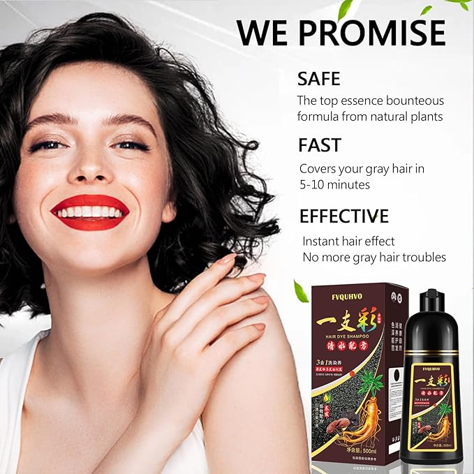 Instant 500ml Chestnut Brown Hair Color Shampoo for Men & Women | Plant Formula, 3 in 1 Natural Hair Coloring Shampoo, Permanent Hair Dye 17.6 Fl Oz
