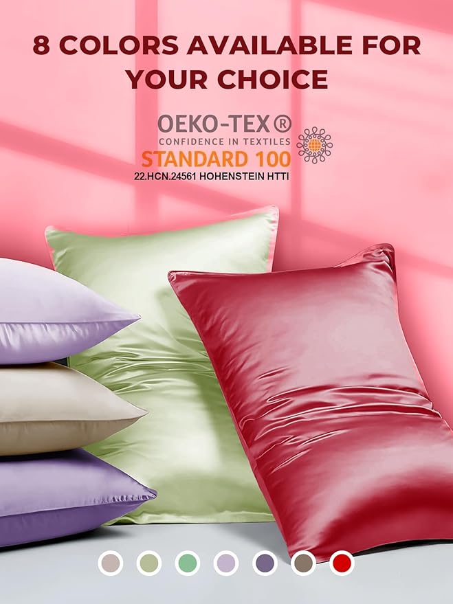 Mulberry Silk Pillowcase for Hair and Skin, SGMSILK 22 Momme Natural Silk Pillow Cases with Zipper, 6A Soft and Smooth Single Sided Pure Silk Pillow Cover (Red, Queen 20"x30")