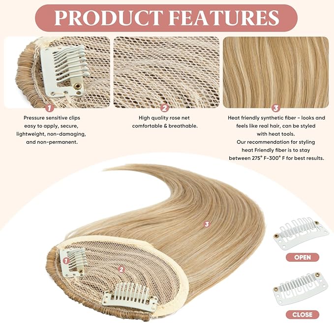 SARLA Platinum Blonde Side Bangs Clip in Hair Extensions Straight Synthetic Hair Bangs for Women