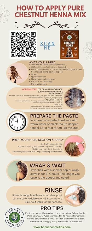 Natural Henna Hair Color Dye, 100% Pure Henna Powder for Hair Growth Organic (Chestnut, 100 Gr + Free 50 Gr.)