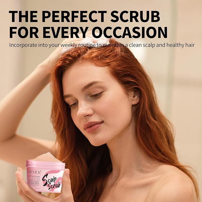 SEVICH Scalp Scrub with Massager for Mild Moisturizing Version,Hydrating Scrub with Apple Extract & Sea Salt,Gently Soothes Dryness and Adds Shine,100g