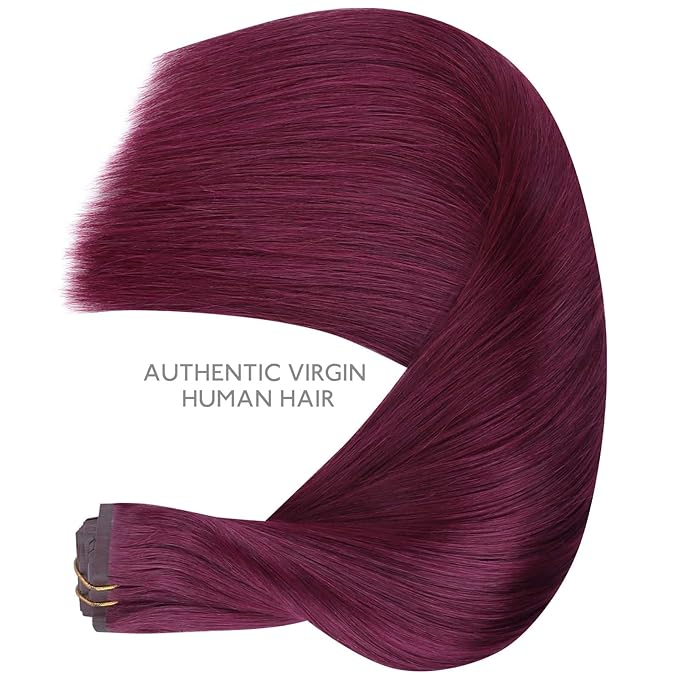 WENNALIFE Seamless Clip In Hair Extensions Human Hair, 22 Inch 150g 7pcs Light Burgundy Real Hair Extensions Clip in Human Hair Invisible PU Skin Weft Natural Remy Human Hair Extensions
