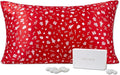 THXSILK Christmas Style 6A+ Grade Mulberry Silk Pillowcase for Hair and Skin, 22 Momme 100% Pure Silk Pillow Case with Hidden Zipper, Christmas Holly Printed Pillow Cover, Red， King